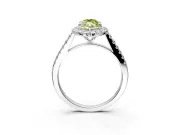 Halo Engagement Ring Setting for Fancy Yellow Marquise Center with Narrowing Pave Band and Prong Head in Platinum