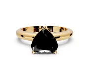 Solitaire Engagement Ring Setting for Fancy Black Heart-Shaped Center with Wire Band and Prong Head in Yellow Gold