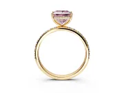 Hidden Halo Engagement Ring Setting for Fancy Pink Princess Cut Center with Pave Band and Prong Head in Yellow Gold