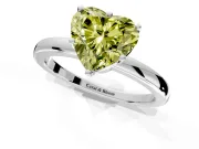 Solitaire Engagement Ring Setting for Fancy Yellow Heart-Shaped Center with Plain Band and Tulip Prong Head in Platinum