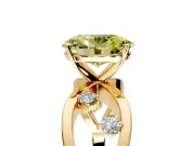 Solitaire Engagement Ring Setting for Fancy Yellow Oval Center with Criss-Cross Accent Band and Prong Head in Yellow Gold