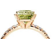 Solitaire Engagement Ring Setting for Fancy Yellow Princess Cut Center with Large Accents and Prong Head in Rose Gold