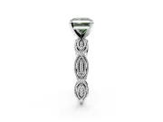 Solitaire Engagement Ring Setting for Fancy Green Princess Cut Center with Marquise Panel Band and Prong Head in Platinum