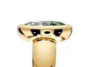 Solitaire Engagement Ring Setting for Fancy Green Marquise Center with Wide Band and Bezel Head in Yellow Gold