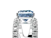 Solitaire Engagement Ring Setting for Fancy Blue Princess Cut Center with Wide-Open Split Shank and Prong Head in Sterling Silver