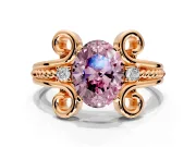 Solitaire Engagement Ring Setting for Fancy Pink Oval Center with Twisted Band and Scroll Prong Head in Rose Gold