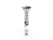 Solitaire Engagement Ring Setting for Fancy Green Oval Center with Cathedral Channel Band and Prong Head in Platinum