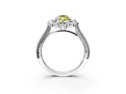 Milgrain Halo Engagement Ring Setting for Fancy Yellow Marquise Center with Bezel Point Accents and Prong Head in Platinum