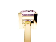Solitaire Engagement Ring Setting for Fancy Pink Princess Cut Center with Plain Band and Flat Tab Prong Head in Yellow Gold