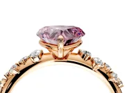 Cluster Engagement Ring Setting for Fancy Pink Heart-Shaped Center with Round Cut Accent Band and Prong Head in Rose Gold