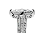 Solitaire Engagement Ring Setting for Marquise Center with Accented Split Shank and Prong Head in Platinum