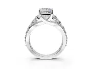 Solitaire Engagement Ring Setting for Princess Cut Center with Graduated Shared Prongs and Prong Head in Sterling Silver