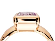 Solitaire Engagement Ring Setting for Fancy Pink Princess Cut Center with Wide Band and Bezel Head in Rose Gold
