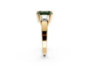 3 Stone Engagement Ring Setting for Fancy Green Emerald Cut Center with Matching Side Accents and Prong Head in Yellow Gold