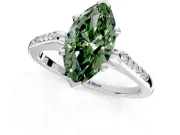Solitaire Engagement Ring Setting for Fancy Green Marquise Center with Channel Accents and Prong Head in White Gold