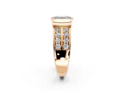 Bezel Engagement Ring Setting for Emerald Cut Center with Wide Channel-Set Band and Bezel Head in Rose Gold