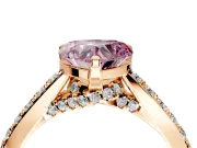 Solitaire Engagement Ring Setting for Fancy Pink Heart-Shaped Center with Crossover Accents and Prong Head in Rose Gold