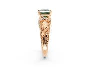 Solitaire Engagement Ring Setting for Fancy Green Princess Cut Center with Filigree Accent Basket and Prong Head in Rose Gold