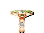 Solitaire Engagement Ring Setting for Fancy Yellow Marquise Center with Beaded Bezel Station Band and Prong Head in Rose Gold