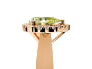 Halo Engagement Ring Setting for Fancy Yellow Pear-Shaped Center with Square Band and Prong Head in Rose Gold