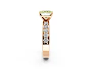 Solitaire Engagement Ring Setting for Fancy Yellow Radiant Cut Center with Channel-Set Accents and Prong Head in Rose Gold