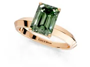 Solitaire Engagement Ring Setting for Fancy Green Emerald Cut Center with Wide Knife Ridge Band and Prong Head in Rose Gold