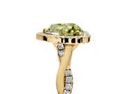 Halo Engagement Ring Setting for Fancy Yellow Heart-Shaped Center with Twist Band and Prong Head in Yellow Gold
