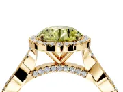 Halo Engagement Ring Setting for Fancy Yellow Round Cut Center with Twist Band and Prong Head in Yellow Gold