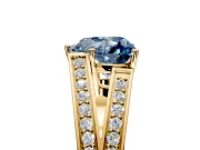 Split Shank Engagement Ring Setting for Fancy Blue Heart-Shaped Center with Pave Split Shank and Prong Head in Yellow Gold