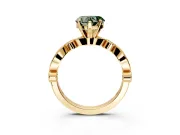 Solitaire Engagement Ring Setting for Fancy Green Heart-Shaped Center with Milgrain Bezel Accents and Prong Head in Yellow Gold