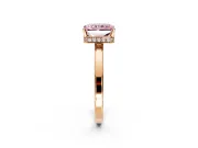 Hidden Halo Engagement Ring Setting for Fancy Pink Radiant Cut Center with Wide Flat Plain Band and Prong Head in Rose Gold