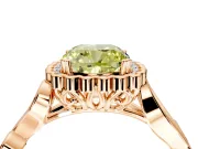 Halo Engagement Ring Setting for Fancy Yellow Cushion Cut Center with Leaf Motif Split Shank and Prong Head in Rose Gold