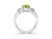 3 Stone Engagement Ring Setting for Fancy Yellow Round Cut Center with Matching Side Accents and Prong Head in Platinum