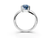 Tension Engagement Ring Setting for Fancy Blue Radiant Cut Center with Wide Flat Band and Tension Head in White Gold