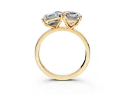 Asscher Cut and Emerald Cut Lab-Grown Diamond Toi et Moi Engagement Ring with Prong-Set Stones in Yellow Gold