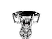 Leaf Engagement Ring Setting for Fancy Black Marquise Center with Milgrain Accent Band and Prong Head in Sterling Silver