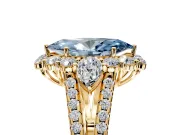 Halo Engagement Ring Setting for Fancy Blue Marquise Center with Two-Strand Split Shank and Prong Head in Yellow Gold