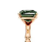 Solitaire Engagement Ring Setting for Fancy Green Asscher Cut Center with Bamboo Band and Prong Head in Rose Gold