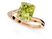 Solitaire Engagement Ring Setting for Fancy Yellow Radiant Cut Center with Plain Bypass Twist Band and Prong Head in Rose Gold
