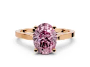 Solitaire Engagement Ring Setting for Fancy Pink Oval Center with Tapered Shoulders and Prong Head in Rose Gold