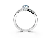 5 Stone Engagement Ring Setting for Fancy Blue Pear-Shaped Center with Plain Band and Prong Head in Platinum