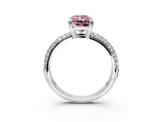 Solitaire Engagement Ring Setting for Fancy Pink Radiant Cut Center with Multi-Row Pave Accents and Basket Head in Platinum