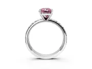 Solitaire Engagement Ring Setting for Fancy Pink Radiant Cut Center with XO Engraved Band and Prong Head in Platinum