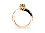 Solitaire Engagement Ring Setting for Fancy Yellow Round Cut Center with Single Row Accent Band and Prong Head in Rose Gold