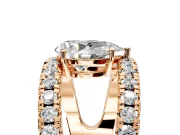 Solitaire Engagement Ring Setting for Pear-Shaped Center with Wide-Open Split Shank and Prong Head in Rose Gold