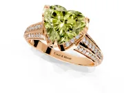 Solitaire Engagement Ring Setting for Fancy Yellow Heart-Shaped Center with Accented Split Shank and Prong Head in Rose Gold