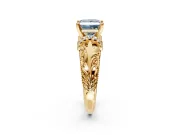 Solitaire Engagement Ring Setting for Fancy Blue Princess Cut Center with Filigree Accent Basket and Prong Head in Yellow Gold