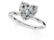Hidden Halo Engagement Ring Setting for Heart-Shaped Center with Thin Rounded Band and Prong Head in Platinum