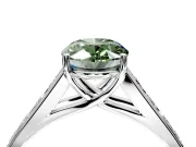 Solitaire Engagement Ring Setting for Fancy Green Oval Center with Cathedral Channel Band and Prong Head in Platinum