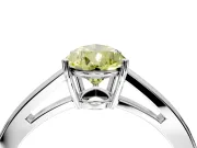 Solitaire Engagement Ring Setting for Fancy Yellow Pear-Shaped Center with Open Cathedral Shoulders and Prong Head in Sterling Silver